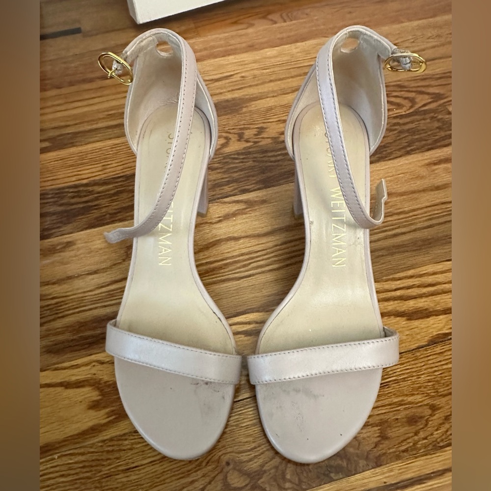 Stuart Weitzman Women's Beige Heeled Sandals, Size 6.5